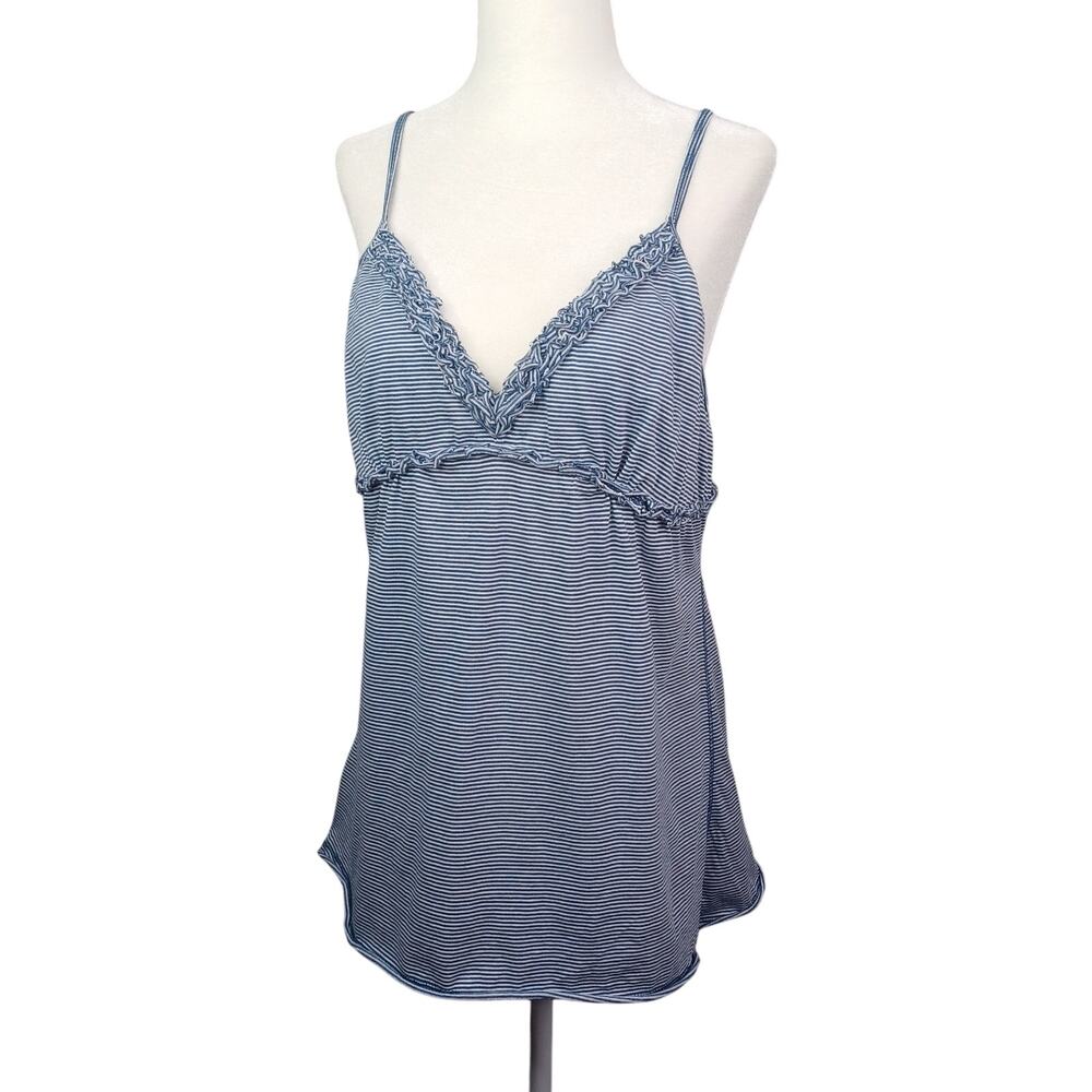 Y2K Vintage Babydoll Cami Tank Top Size XL Blue Stripe Elena‎ Gilbert Bella Swan